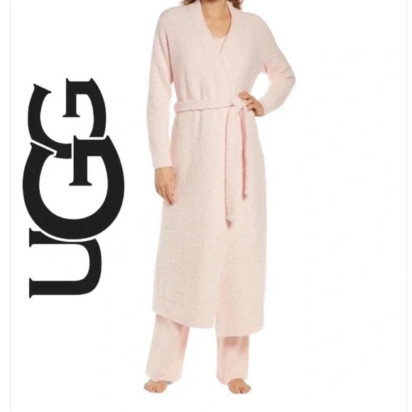 UGG Linny Plush Robe Baby Pink Ultra Cloud Soft Cozy Lounge Robe M Cozycore EUC - Picture 1 of 7